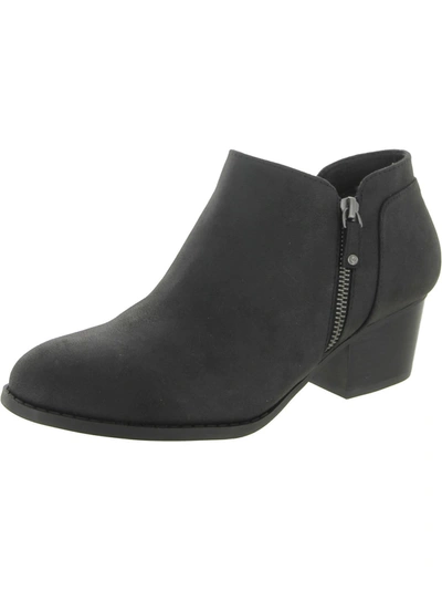 Lifestride Blake Zip Booties In Black Faux Leather