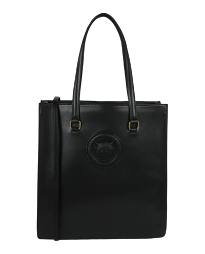 Just Cavalli Monocromatic Logo Tote Bag In Black