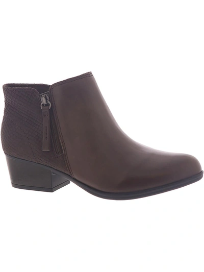 Clarks Adreena Hope Womens Leather Block Heel Ankle Boots In Brown