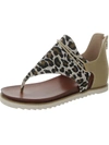 SHOE'N TALE WOMENS CANVAS LEOPARD PRINT THONG SANDALS