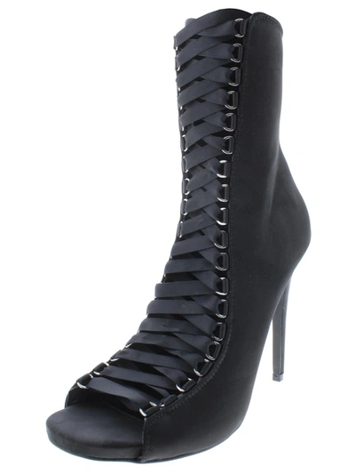 Steve Madden Fuego Womens Satin Lace-up Booties In Black