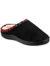 TOTES MENS CORDUROY FAUX FUR LINED SLIDE SLIPPERS