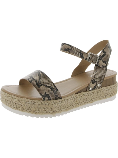 Soda Clip Womens Faux Leather Espadrille Wedge Sandals In Multi