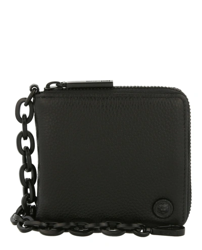 Just Cavalli Logo Plaque Wallet With Chain In Black