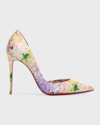 CHRISTIAN LOUBOUTIN IRIZA BLOOMING HALF-D'ORSAY RED SOLE PUMPS