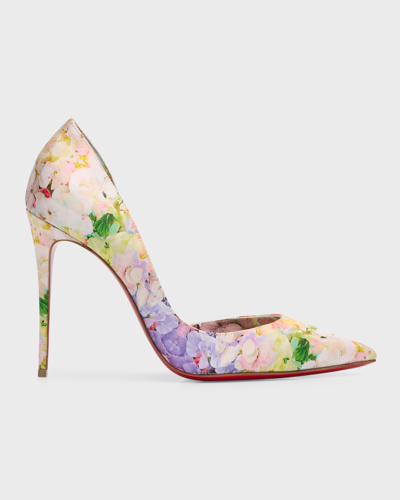 Christian Louboutin Iriza Blooming Half-d'orsay Red Sole Pumps In Multi