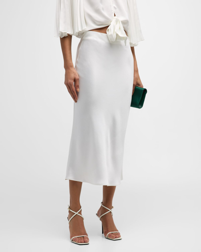 Ramy Brook Magdalena Satin Midi Skirt In Ivory