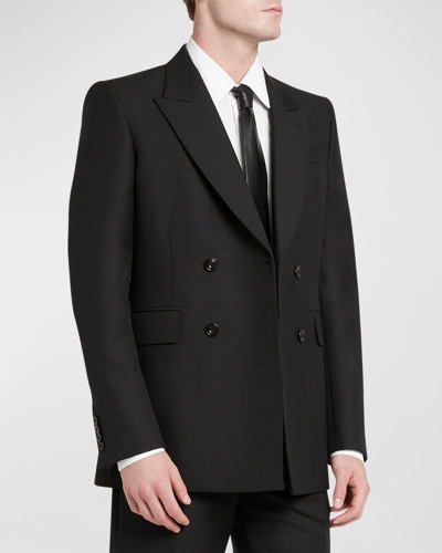 Alexander Mcqueen Men's Wool Double-breasted Sport Jacket In Black