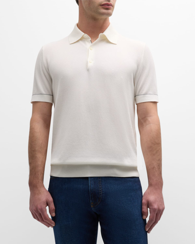 Brioni Essential Textured Polo Shirt In Neutral