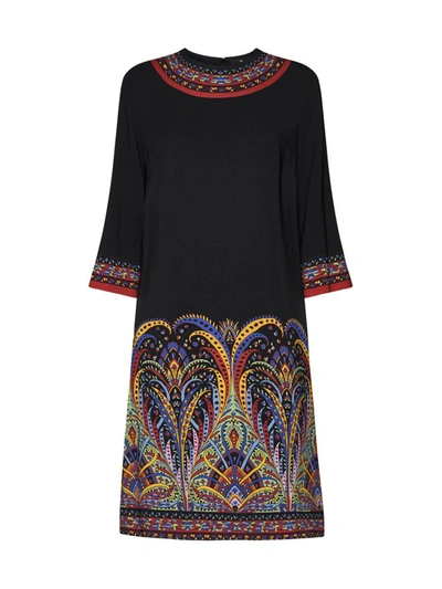 Etro Paisley Print Viscose Dress In Black