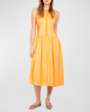 Joie Bondi Tiered Cotton-jacquard Midi Dress In Orange