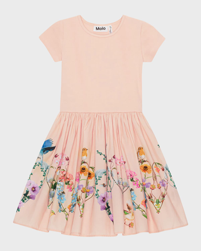 Molo Kids' Girl's Cissa Floral-print Dress In Building Love