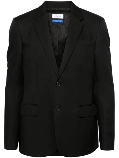 Off-white Single-breasted Twill-weave Blazer In Black