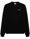 Off-white Black And White Cotton Embroidered Arrow Sweatshirt In Black