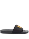 Palm Angels Burning Monogram Slides In Black Oran