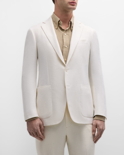 Canali Men's Textured Silk Blazer In White