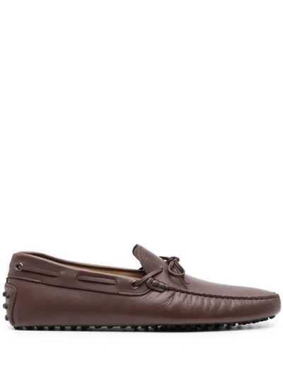 Tod's Chocolate Brown Slip-ons With Bow Detail