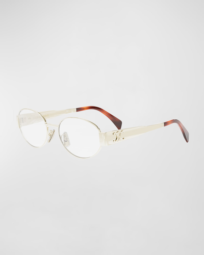 Celine Triomphe Metal Oval Glasses In Shiny Endura Gold