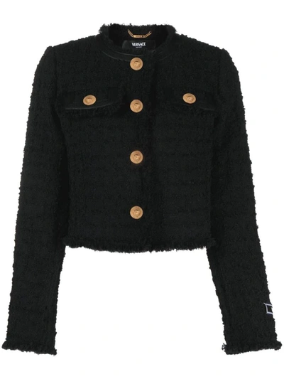 Versace Tweed Jacket In Black