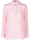 Versace Barocco-print Silk Shirt In Rose