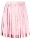 Versace Pleated Satin-trimmed Floral-print Crepe De Chine Mini Skirt In Pale Pink