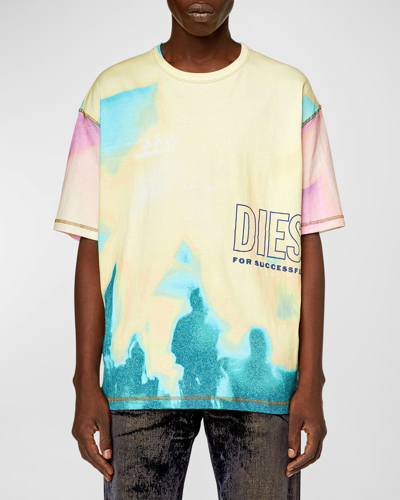Diesel T-wash-color Cotton T-shirt In Yellow