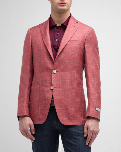 Canali Men's Windowpane Sport Coat In Red