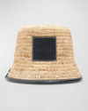 JACQUEMUS LE BOB SOLI RAFFIA & BLACK LEATHER BUCKET HAT