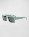 Celine Men's 3-dot Acetate Rectangle Sunglasses In Sltgrnsmk