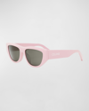 Celine Monochroms Acetate Cat-eye Sunglasses In Shiny Pink Smoke