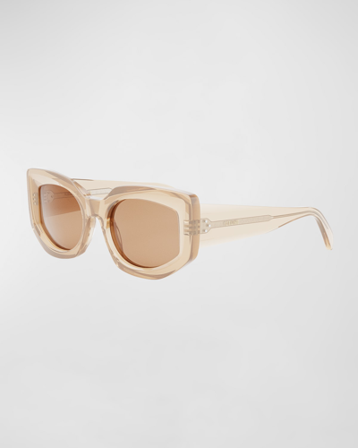 Celine Bold 3 Dots Acetate Butterfly Sunglasses In Shiny Orange Rov