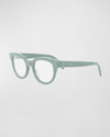 Celine Bold 3 Dots Acetate Round Glasses In Light Greenother