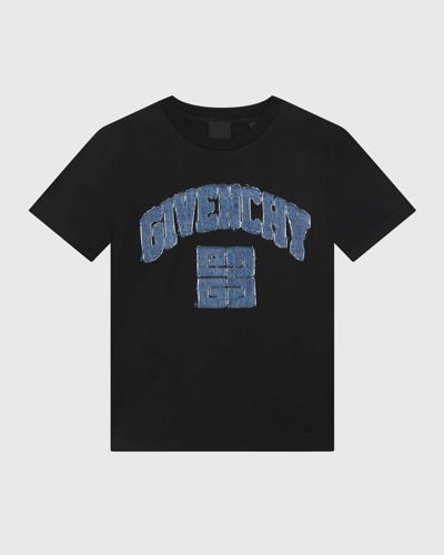 Givenchy Boy's 4g Denim Applique Short-sleeve T-shirt In 09b-black