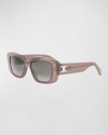 Celine Triomphe 55mm Gradient Rectangular Sunglasses In Shiny Light Brown