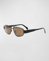 Celine Men's Metal Triomphe 57mm Pilot Sunglasses In Sblkbrn