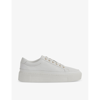 Reiss Leanne - White Grained Leather Platform Trainers, Uk 6 Eu 39
