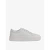 Reiss White Grained Leather Platform Trainers In White