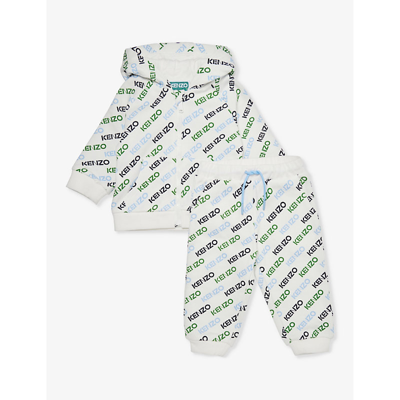 Kenzo Babies'  Ivory Logo-print Cotton-jersey Tracksuit Set 9 Months-3 Years