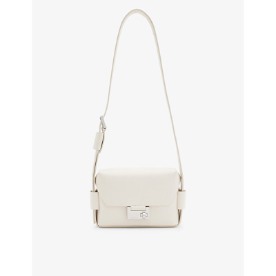 Allsaints Womens Desert White Frankie Logo-embossed Leather Cross-body Bag