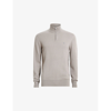 ALLSAINTS ALLSAINTS MEN'S CHESTNUT TAUPE KILBURN ZIP-UP FUNNEL-NECK WOOL-BLEND JUMPER