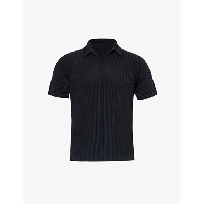 ISSEY MIYAKE NS PLEATED REGULAR-FIT KNITTED POLO SHIRT 15-BLACK