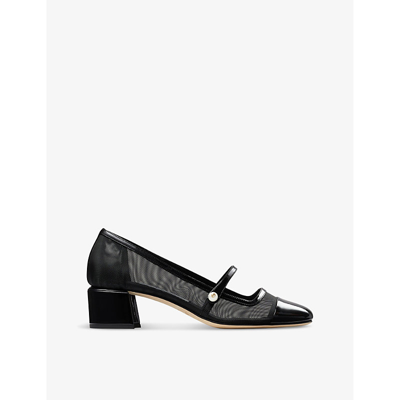 JIMMY CHOO WOMENS JIMMY CHOO ELISA 45 MESH AND PATENT-LEATHER HEELED COURTS
