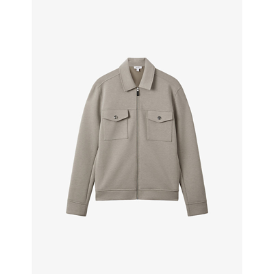 Reiss Mens Taupe Medina Regular-fit Short Stretch-woven Jacket