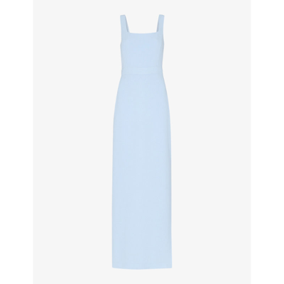 Whistles Womens Pale Blue Mila Square-neck Stretch Recycled-polyester Maxi Dress