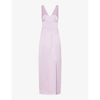 Whistles Womens Lilac Charlotte V-neck Satin Maxi Dress