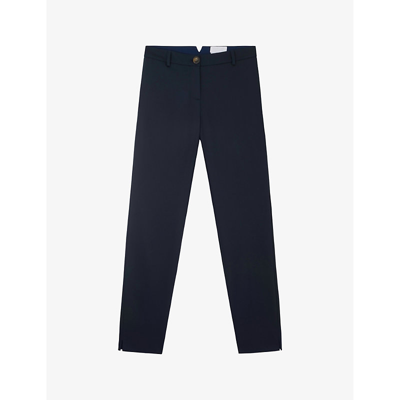 The White Company Womens Navy Slim-leg High-rise Stretch Organic-cotton Trousers