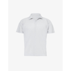 Issey Miyake Ribbed V-neck Polo Shirt With Striped Pattern In 11-light Gray