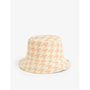 BURBERRY BURBERRY WOMENS SHERBET HOUNDSTOOTH-PATTERN WOVEN BUCKET HAT