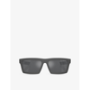 Prada Linea Rossa Womens Grey Ps 02zsu Rectangle-frame Nylon Sunglasses In Grey