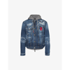 DSQUARED2 DSQUARED2 MEN'S NAVY BLUE BRAND-APPLIQUÉ FADED-WASH BOXY-FIT DENIM JACKET